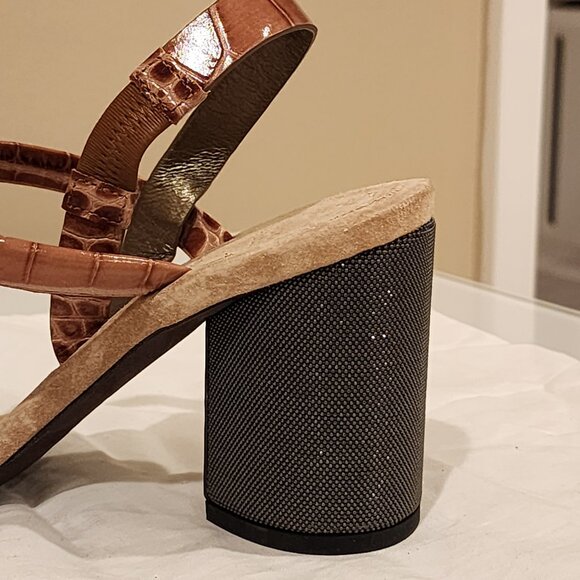 Excellent EU39 Brunello Cucinelli Monili Bead Sandal Croc Embossed - Picture 7 of 12